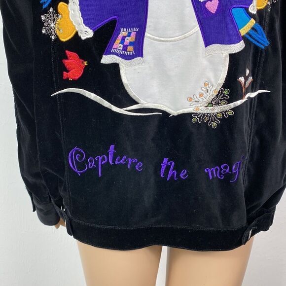 The Quacker Factory embroidered black velvet cotton jacket Y2K size M - Picture 6 of 10